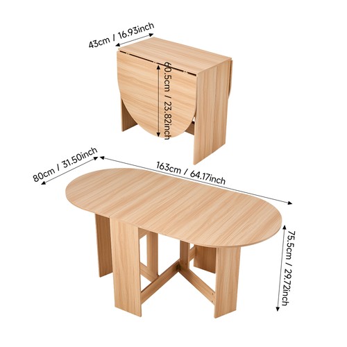 Oval folding table drop leaf - folding,